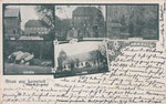 Gruss aus Lamstedt,Kirche,Hünengrab,Post,Meyns Hotel,Gartenparthie Meyns Hotel,teich mit Insel,gel.1902